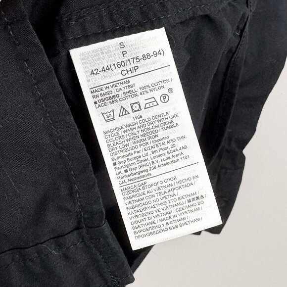 GAP The Big Shirt Lace Front Oversized Button-Down – Black Cotton, Size Small - Picture 6 of 6